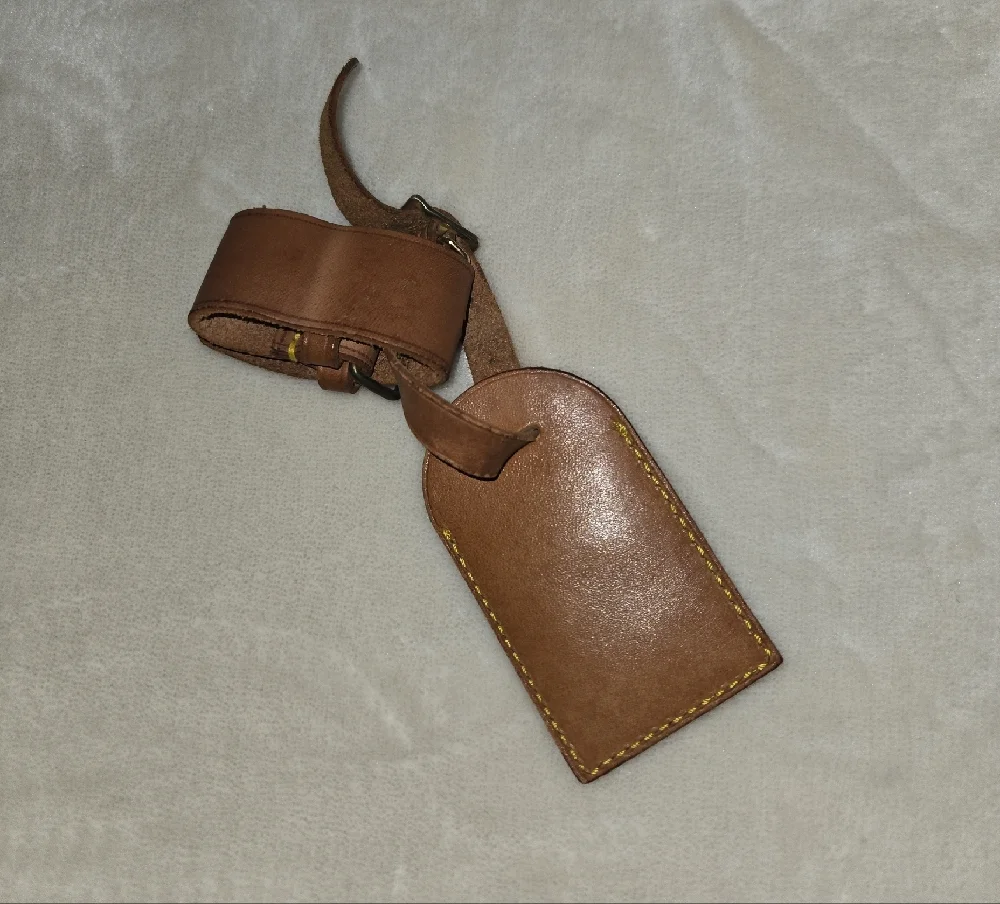 Louis Vuitton Tan Leather Luggage Tag And Poinette.
